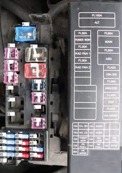 Nissan Almera Tino (V10) - fuse and relay box