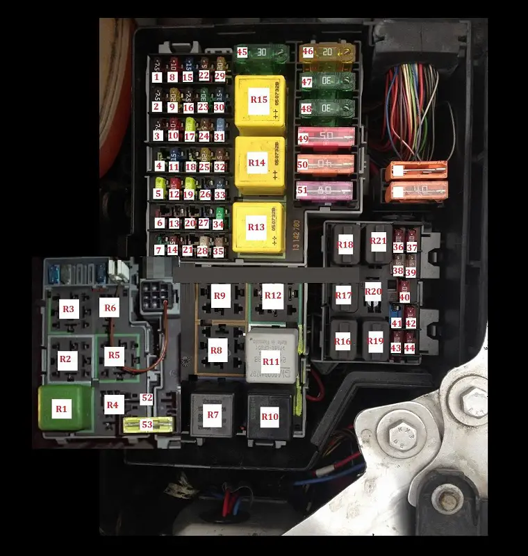 Opel Corsa C (2000-2006) - fuse and relay box